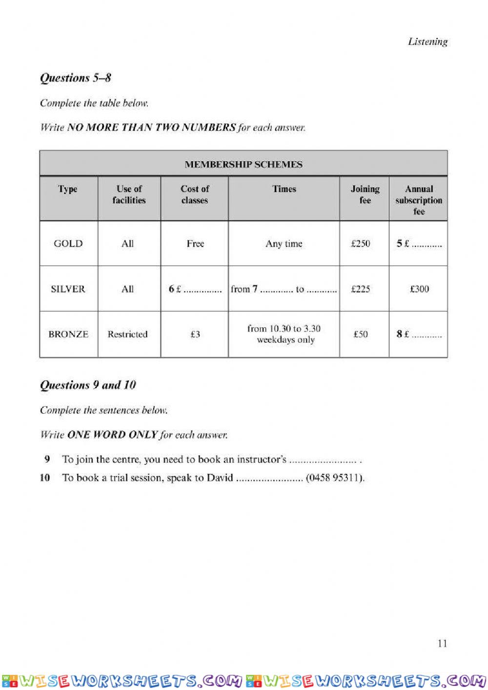 worksheet