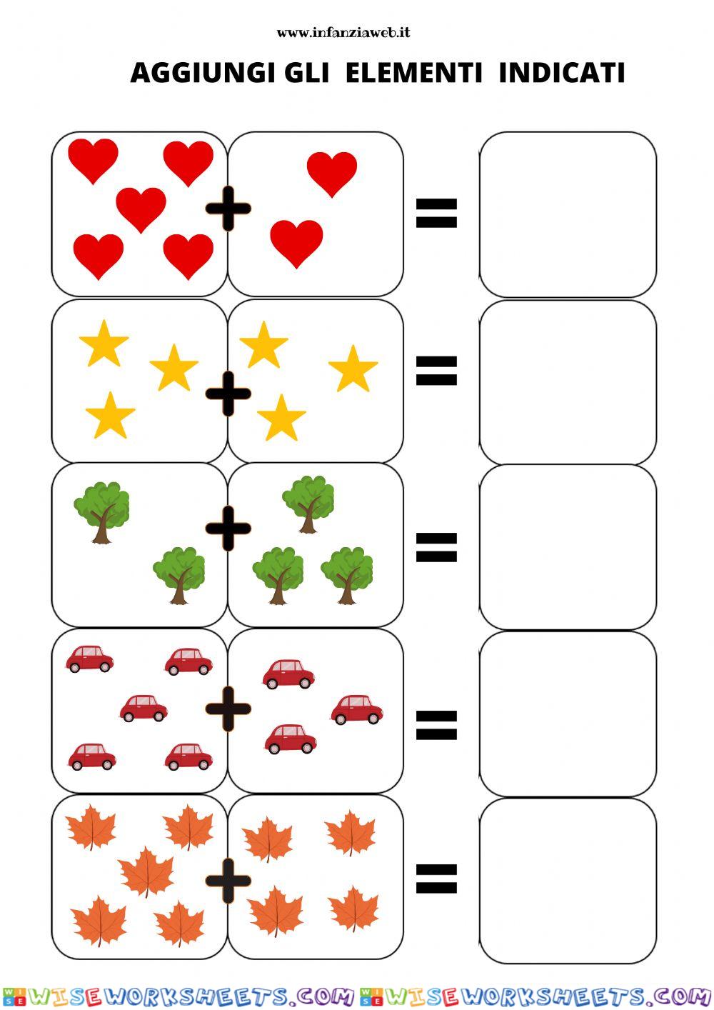 Aggiungi gli elementi e scrivi il numero