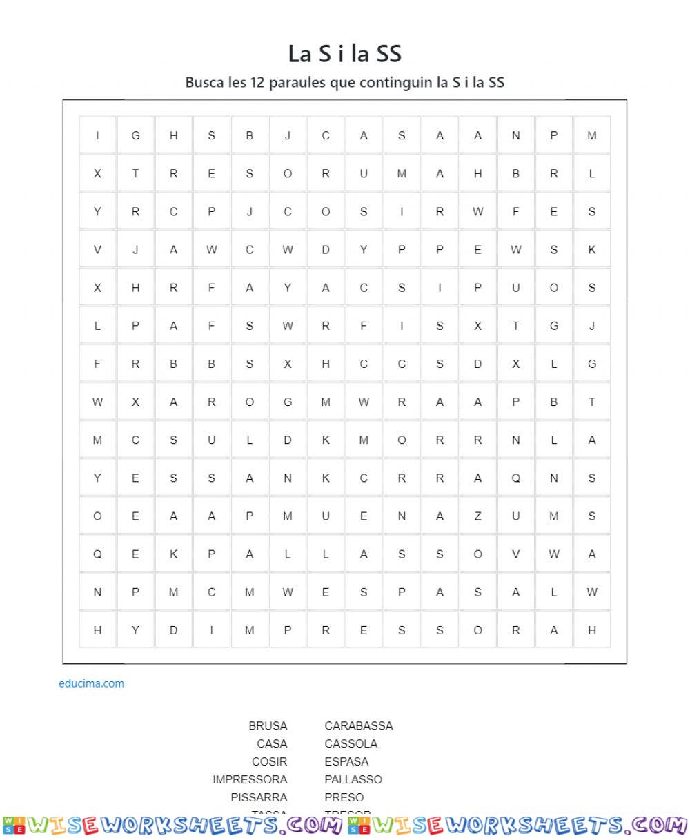 Sopa de lletres S i SS