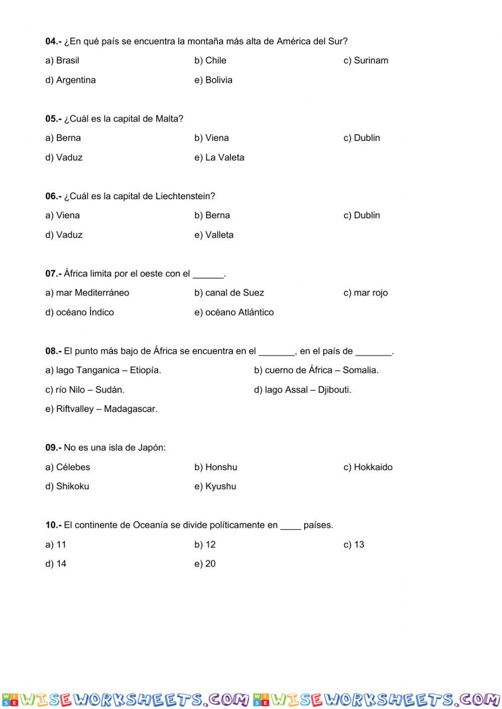 worksheet