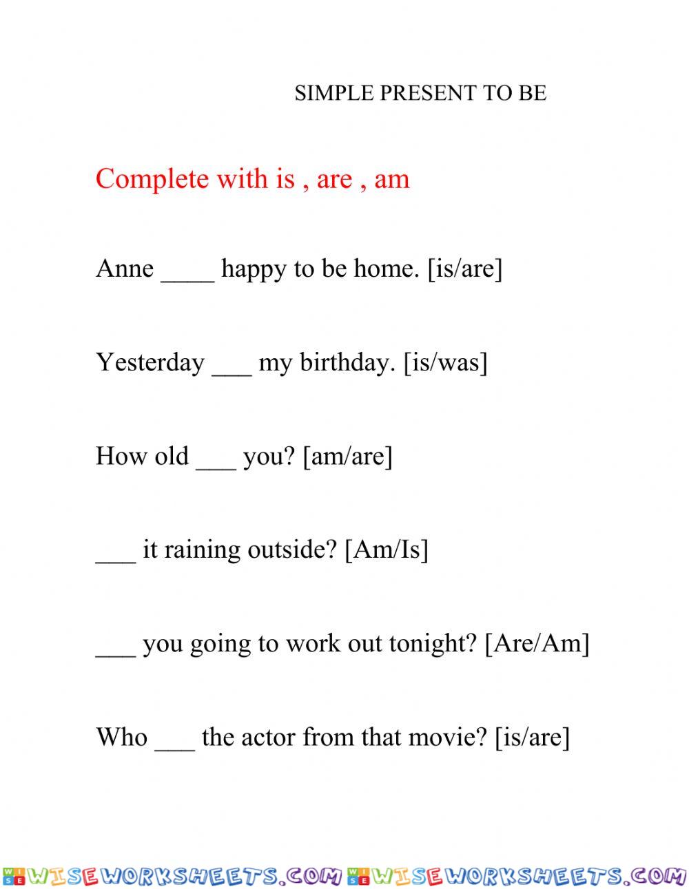Simple present to be