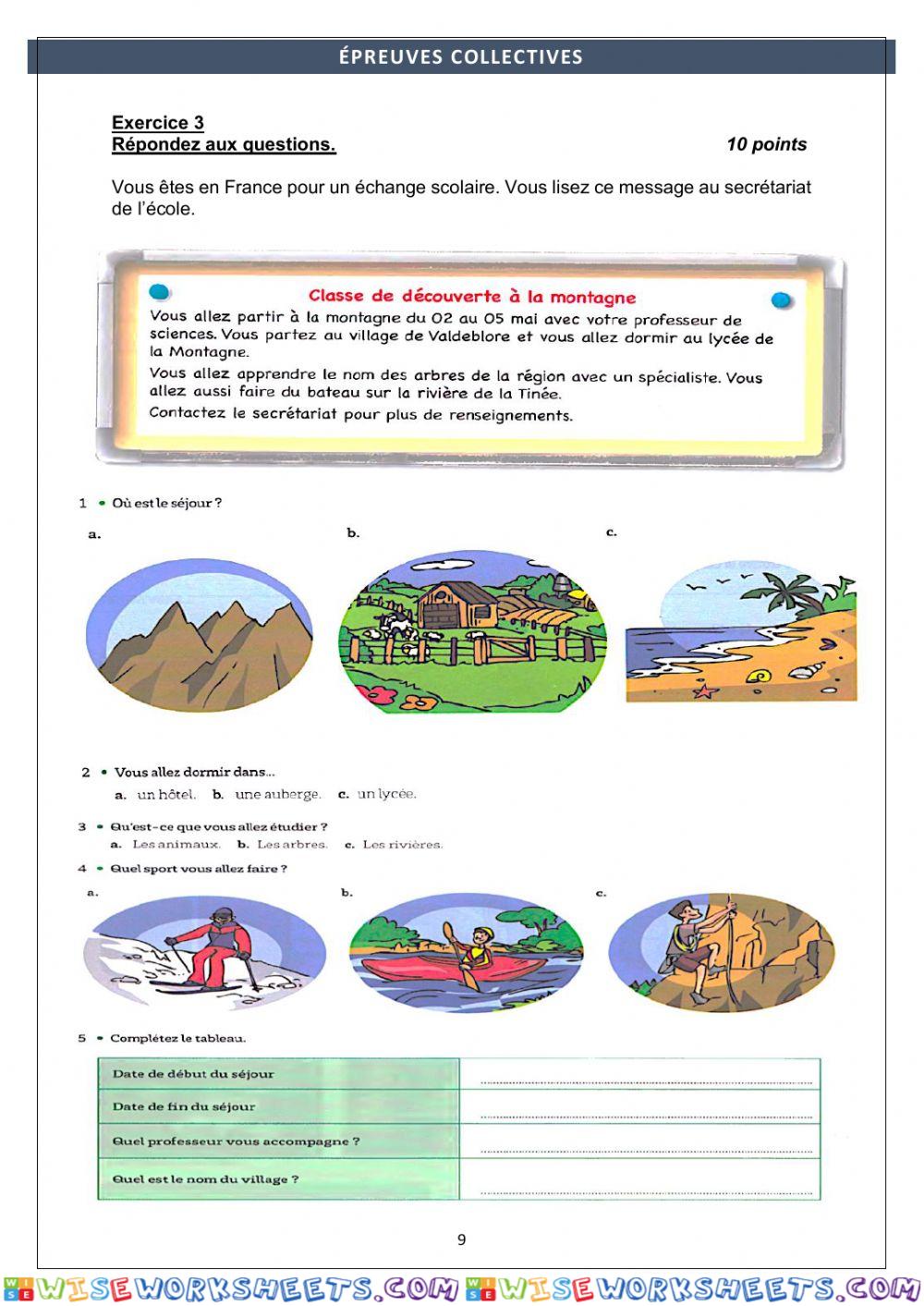 Comprehension Écrite