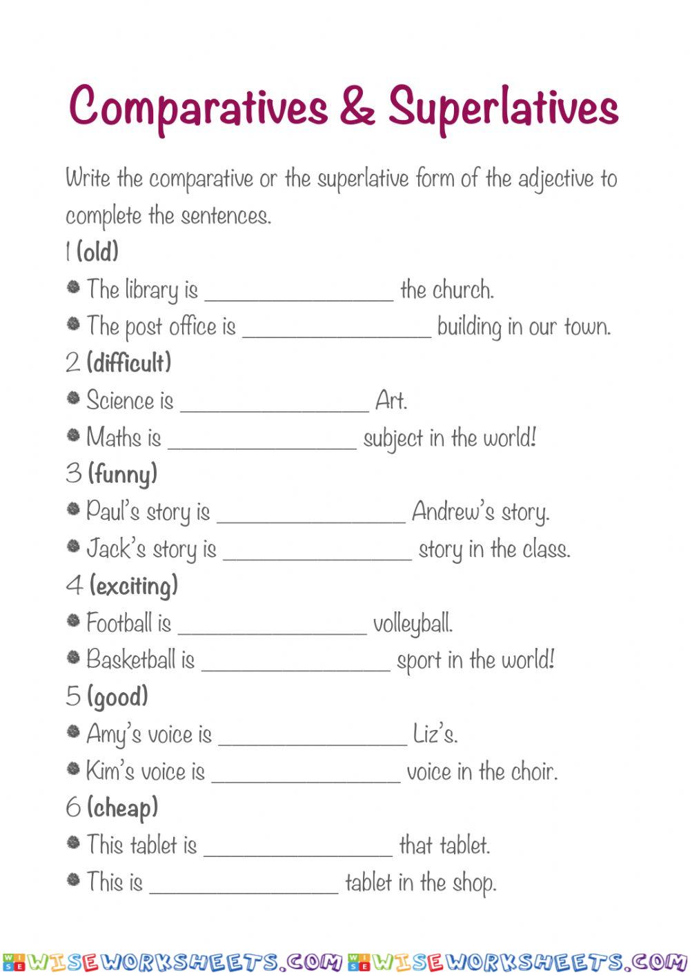 Comparative and superlative adjectives