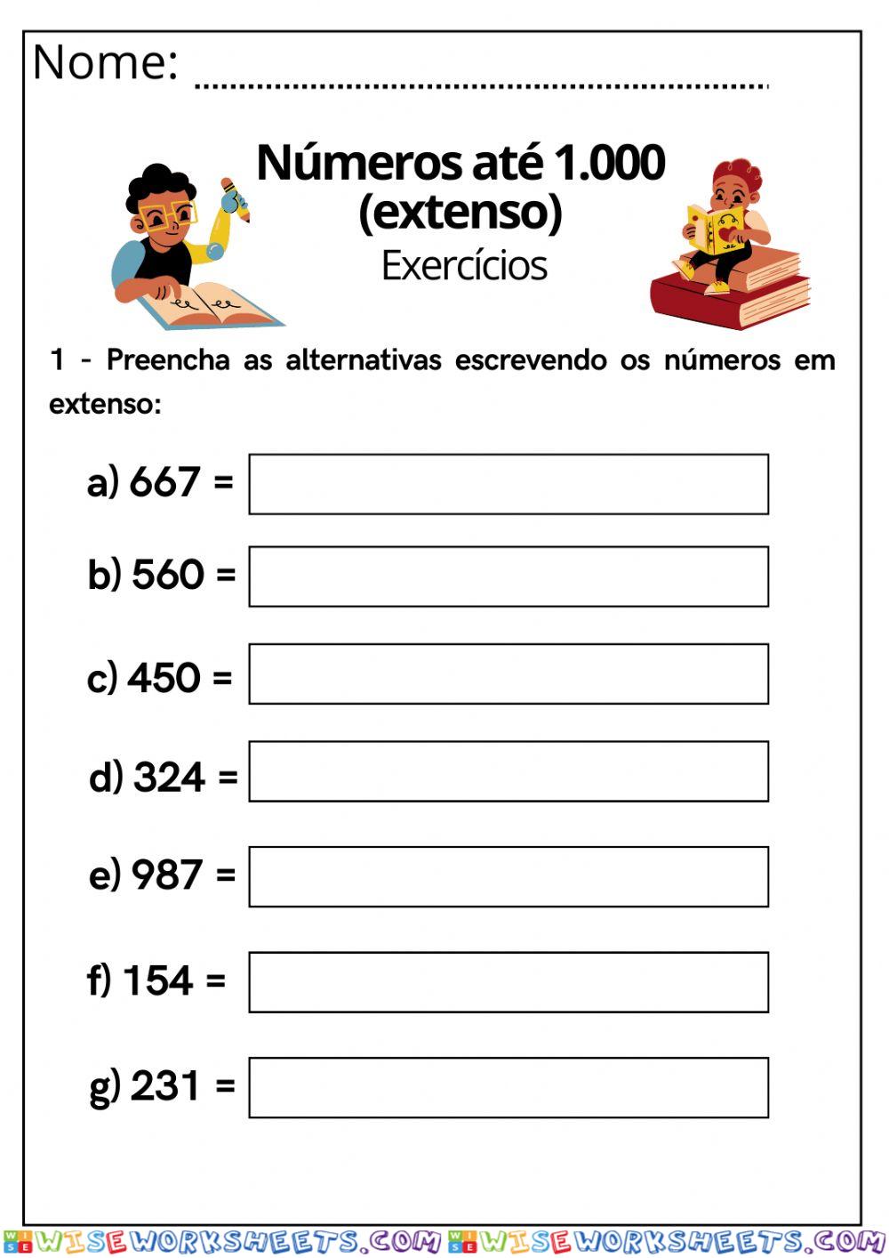 Números até 1.000 (extenso)