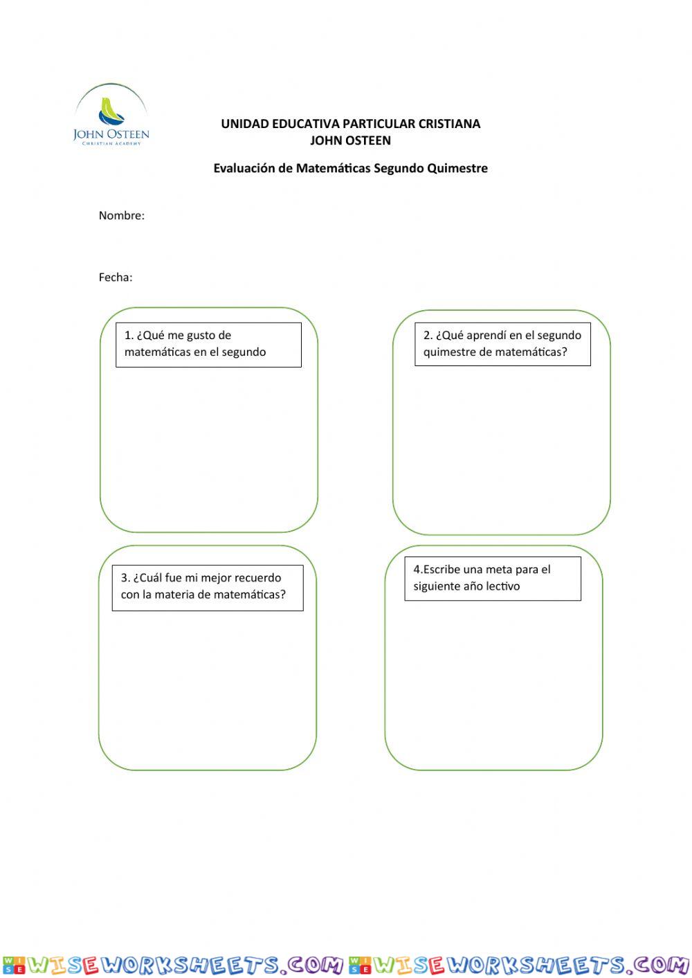 Evaluacón segundo quimestre