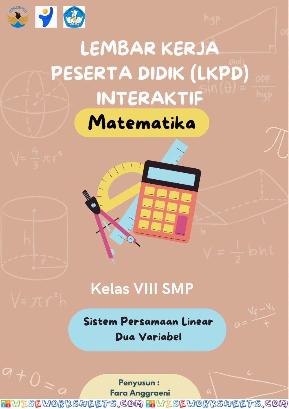 LKPD Sistem Persamaan Linear Dua Variabel (SPLDV)