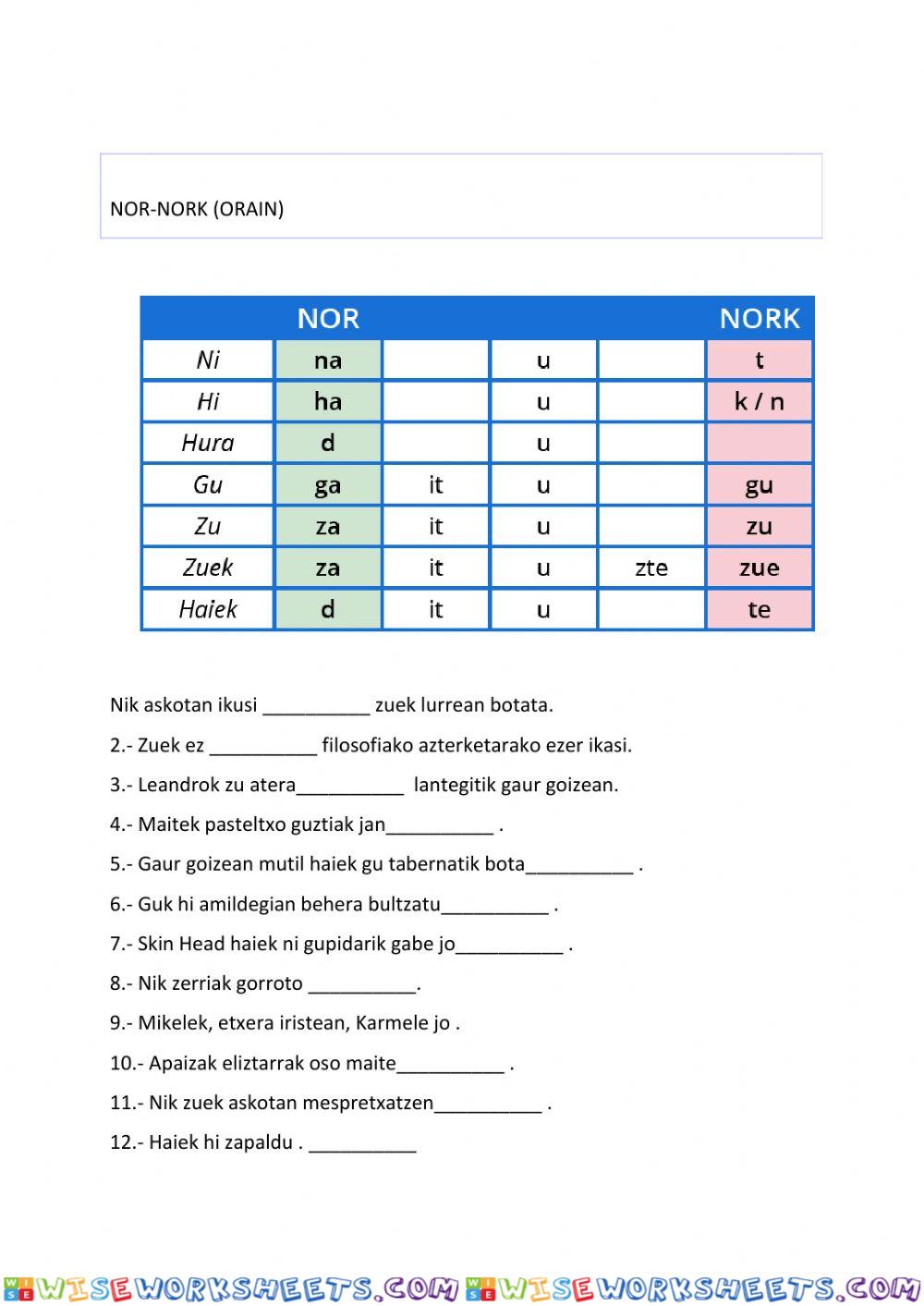 worksheet