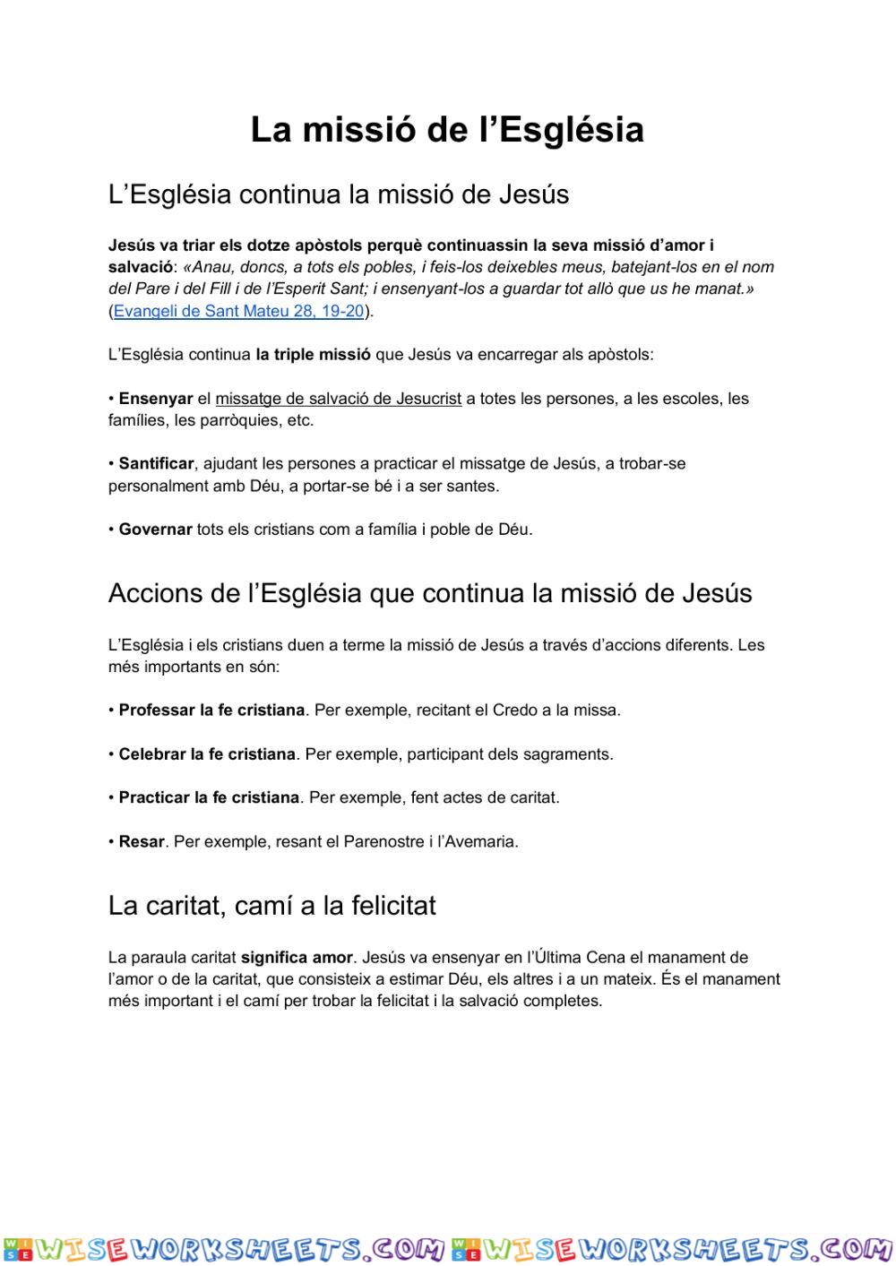 La missió de l'Esglèsia