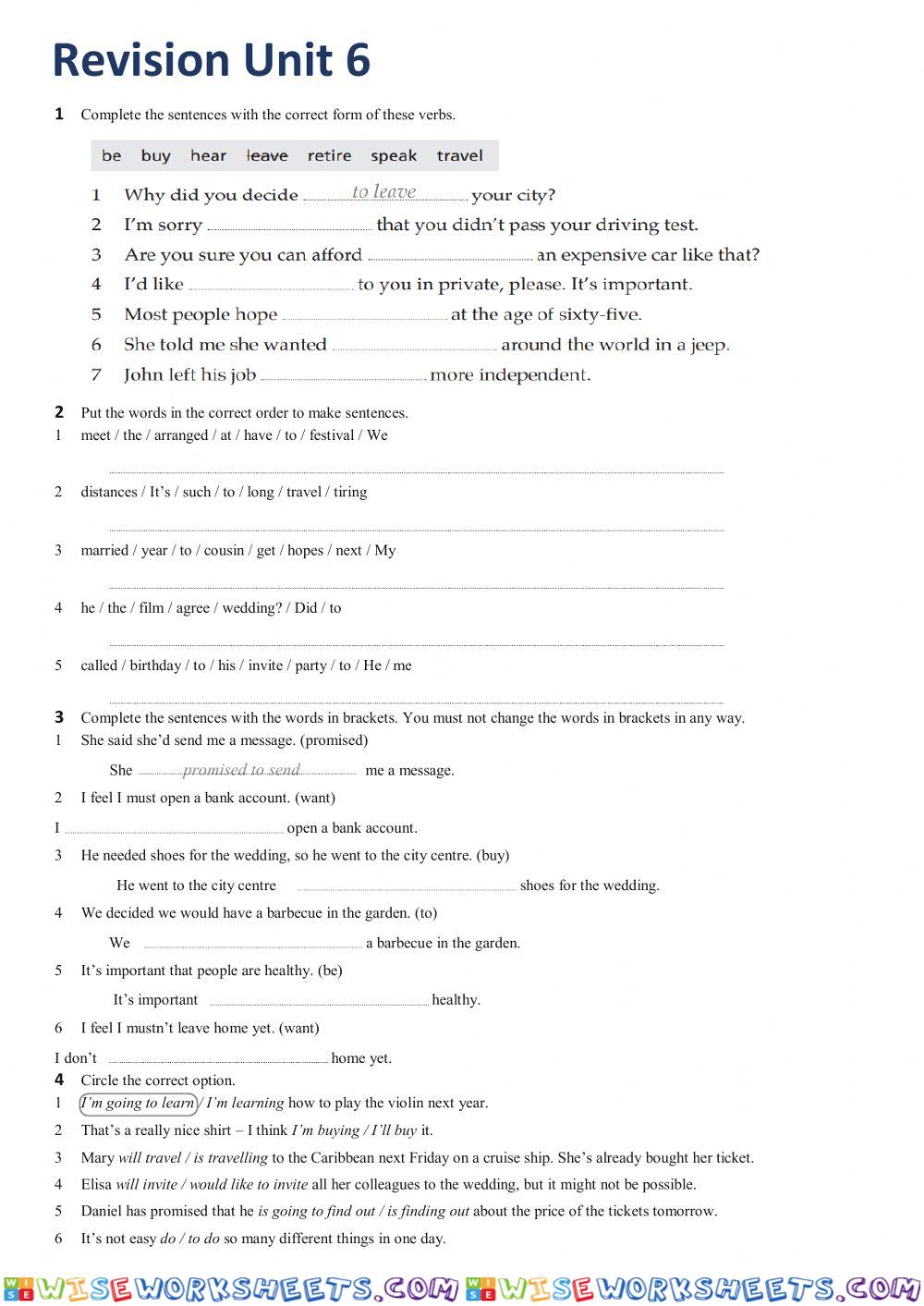 Unit 6 Revision