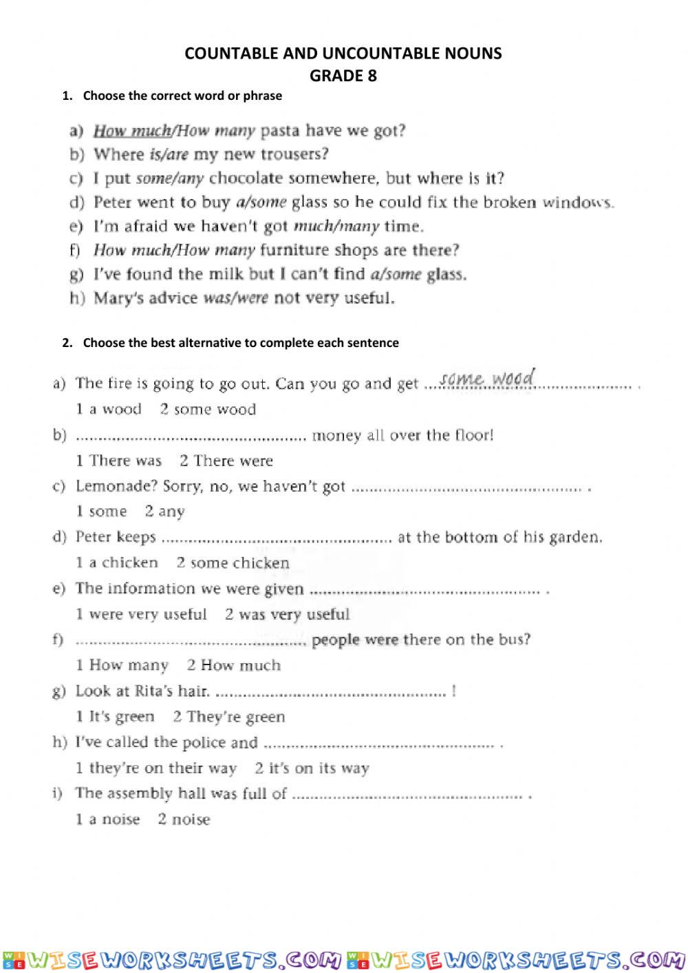 Countable and uncountable nouns