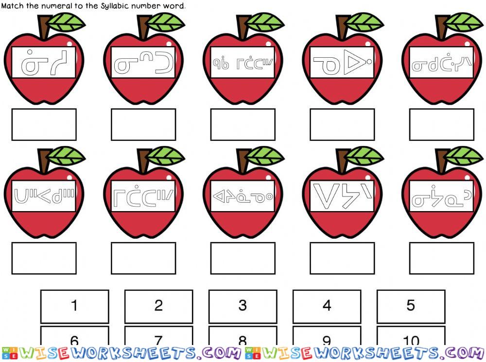 Apple Number Matching Cree Syllabics