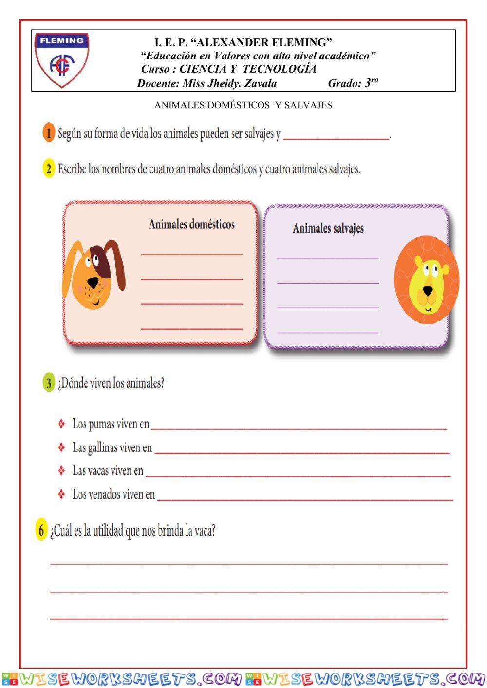 Animales domesticos y salvajes
