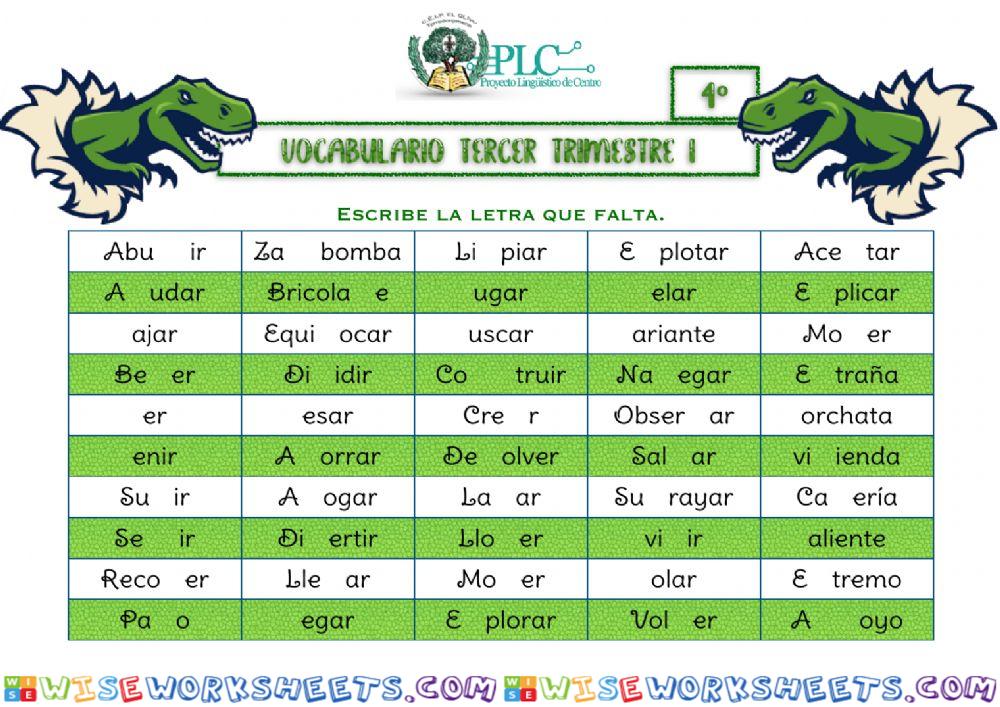 Vocabulario trimestre 3º I