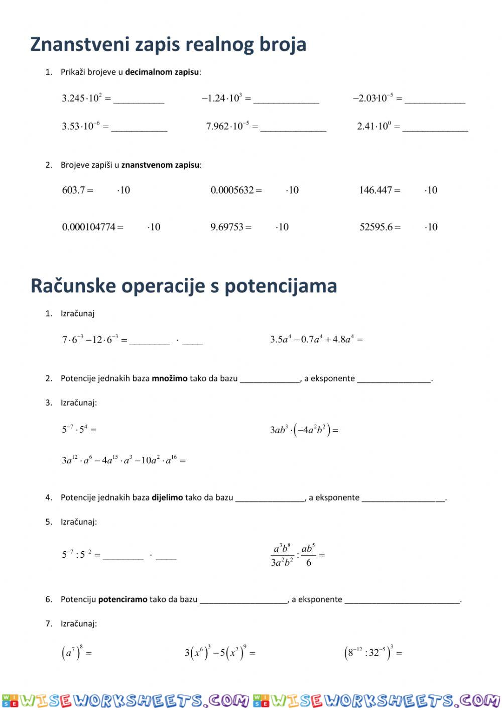 Potencije i znanstveni zapis broja