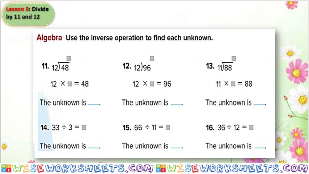 Divide by 11 and 12