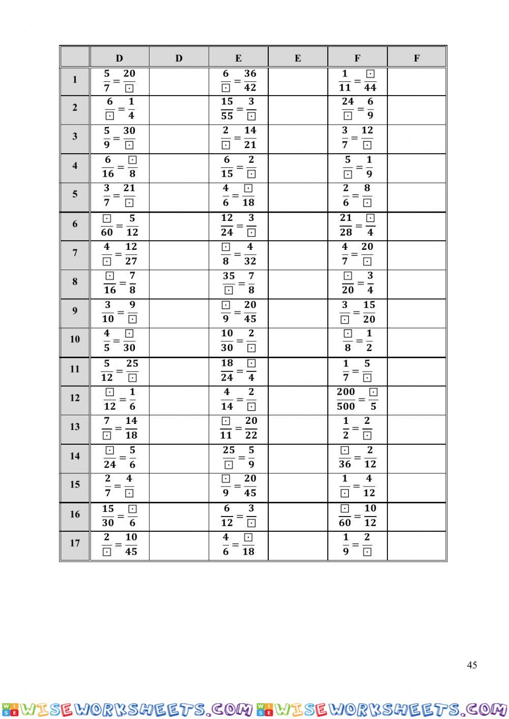 worksheet