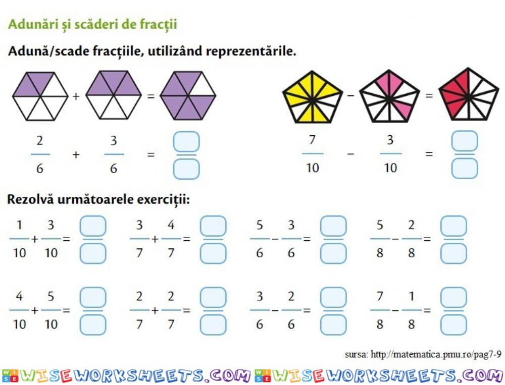 Adunarea și scăderea fracțiilor