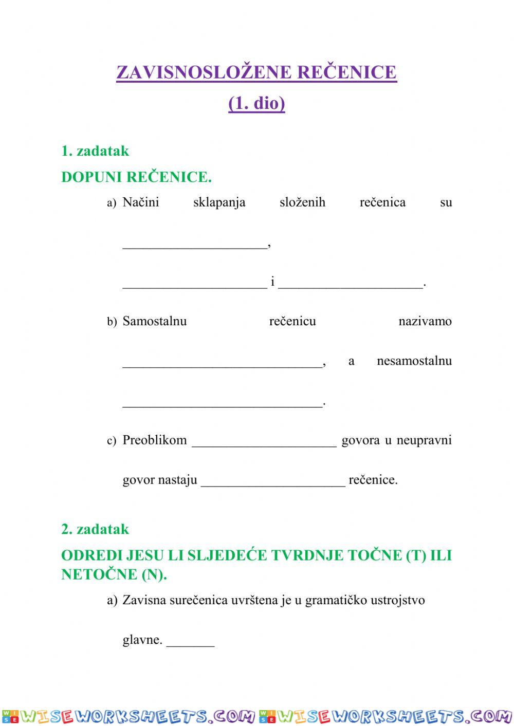 Zavsinosložene rečenice (1. dio) - 8.