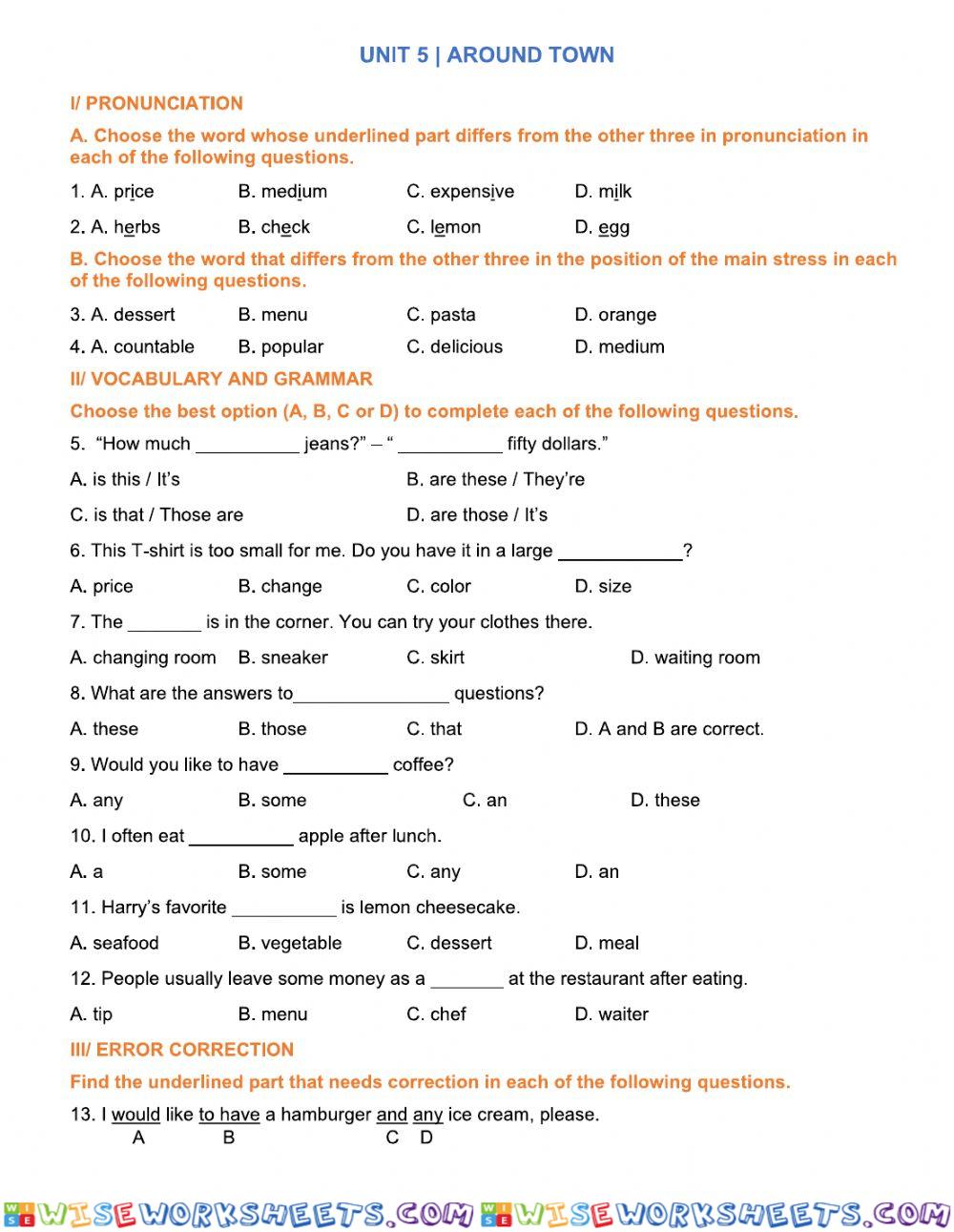 worksheet