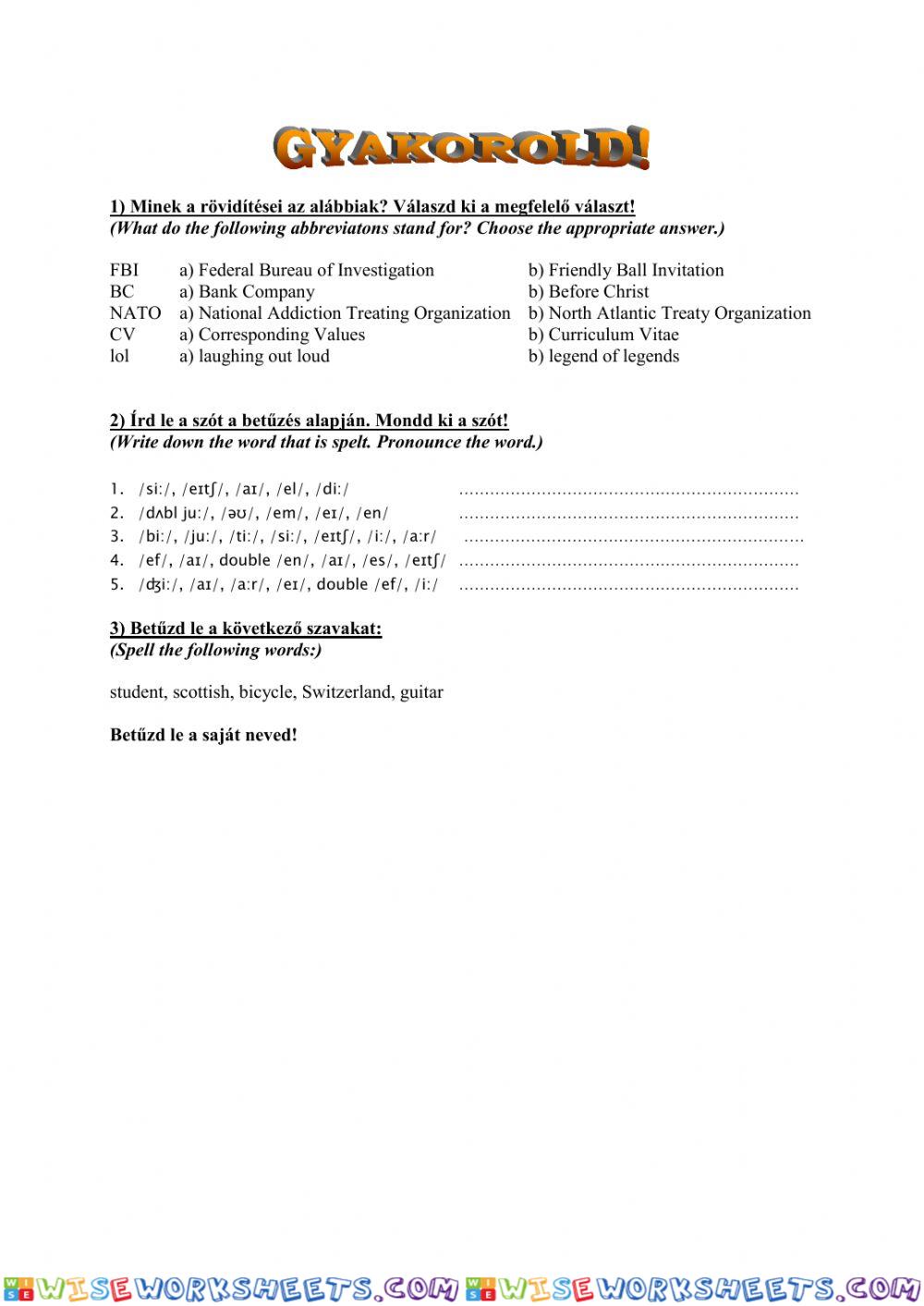 worksheet