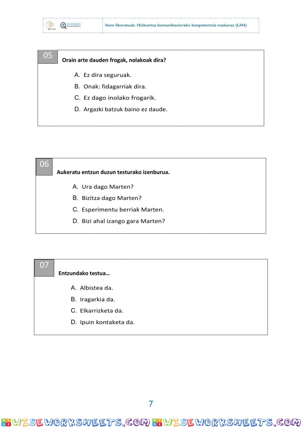 worksheet