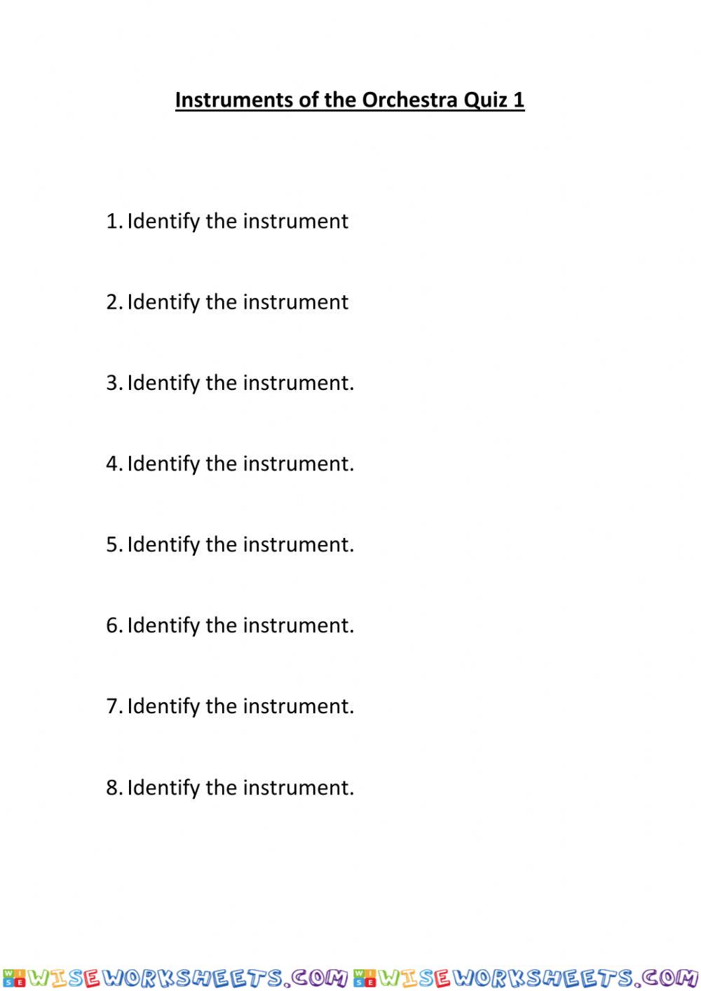 Instruments of the Orchestra Quiz 1