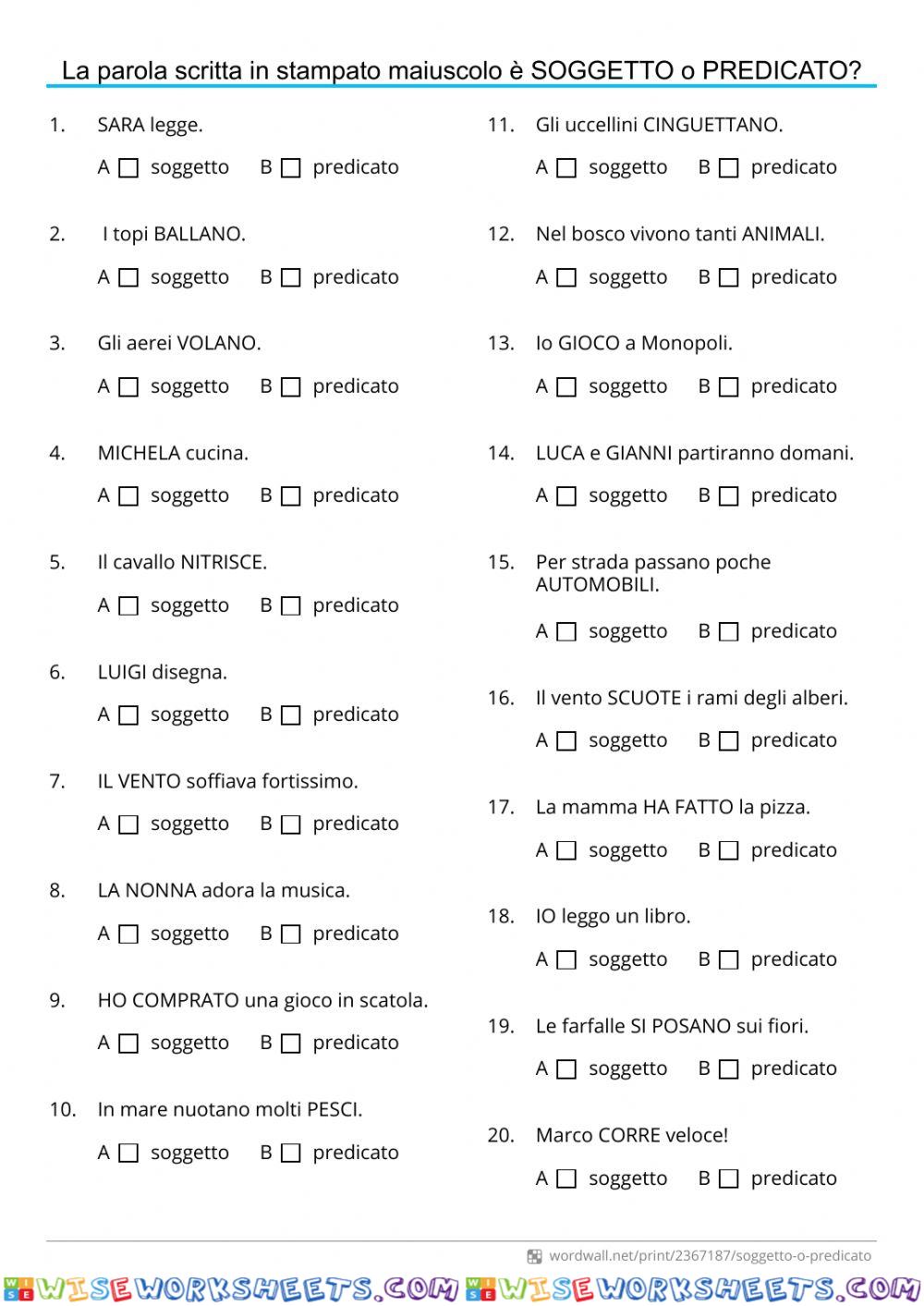 Soggetto e predicato