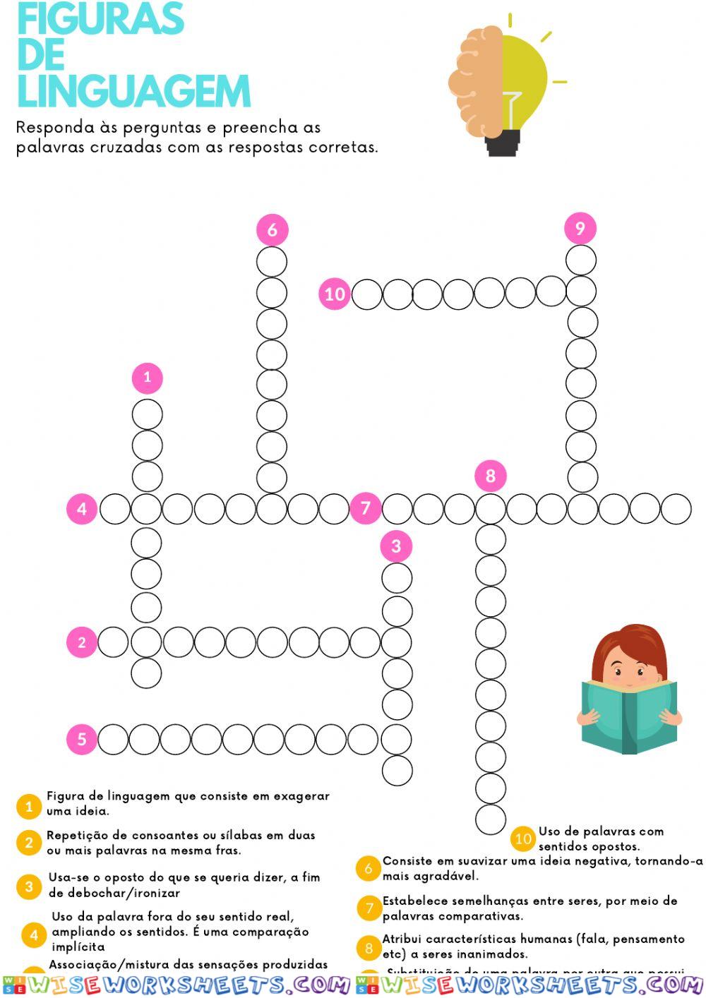 Palavras cruzadas - figuras de linguagem