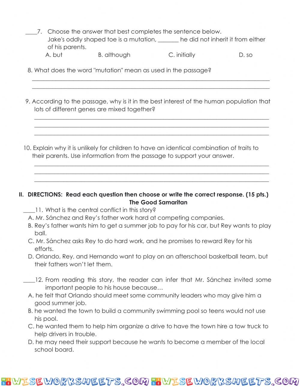 worksheet