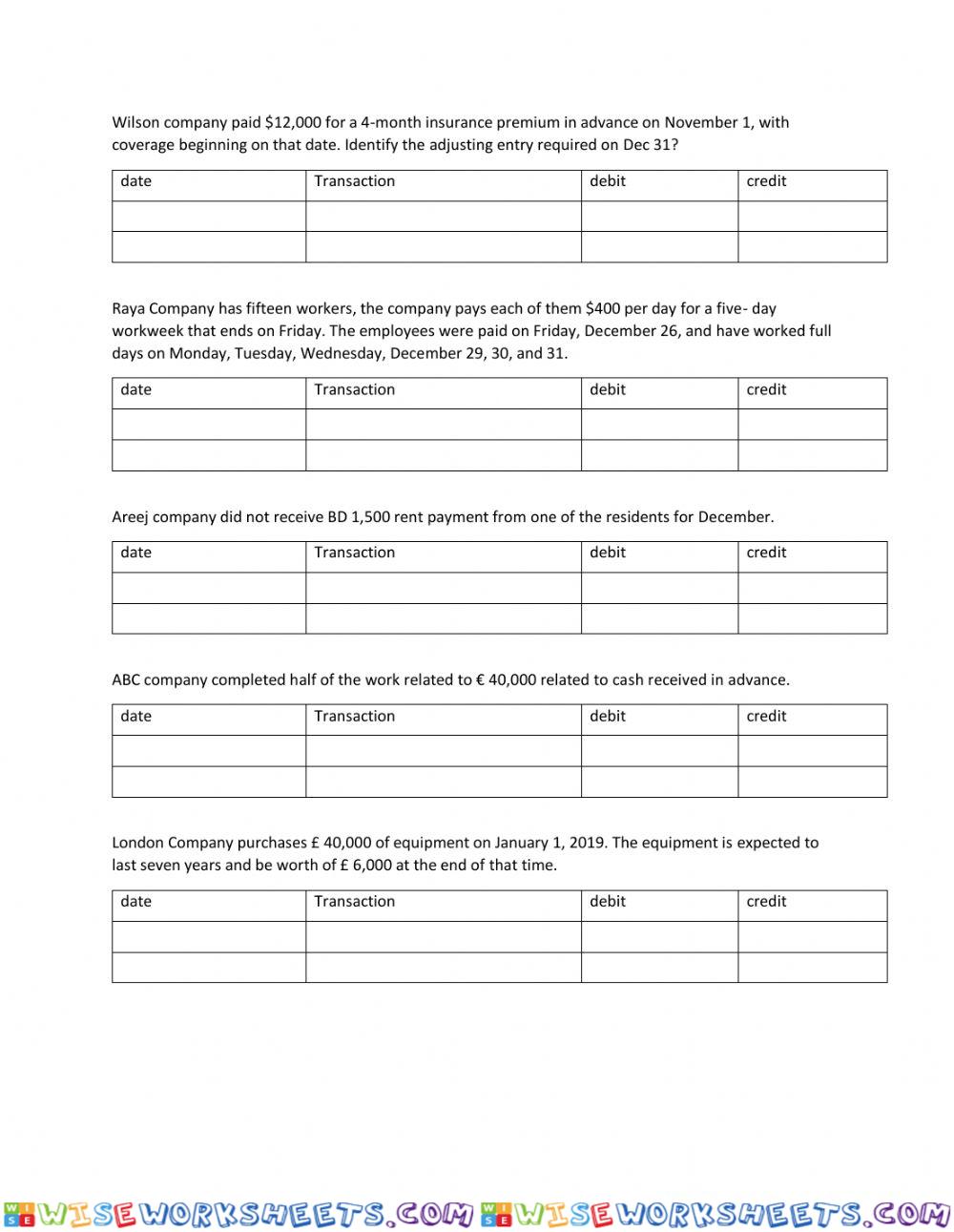 worksheet