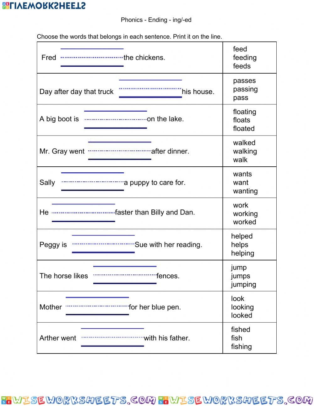 Phonics - Ending -ing--ed