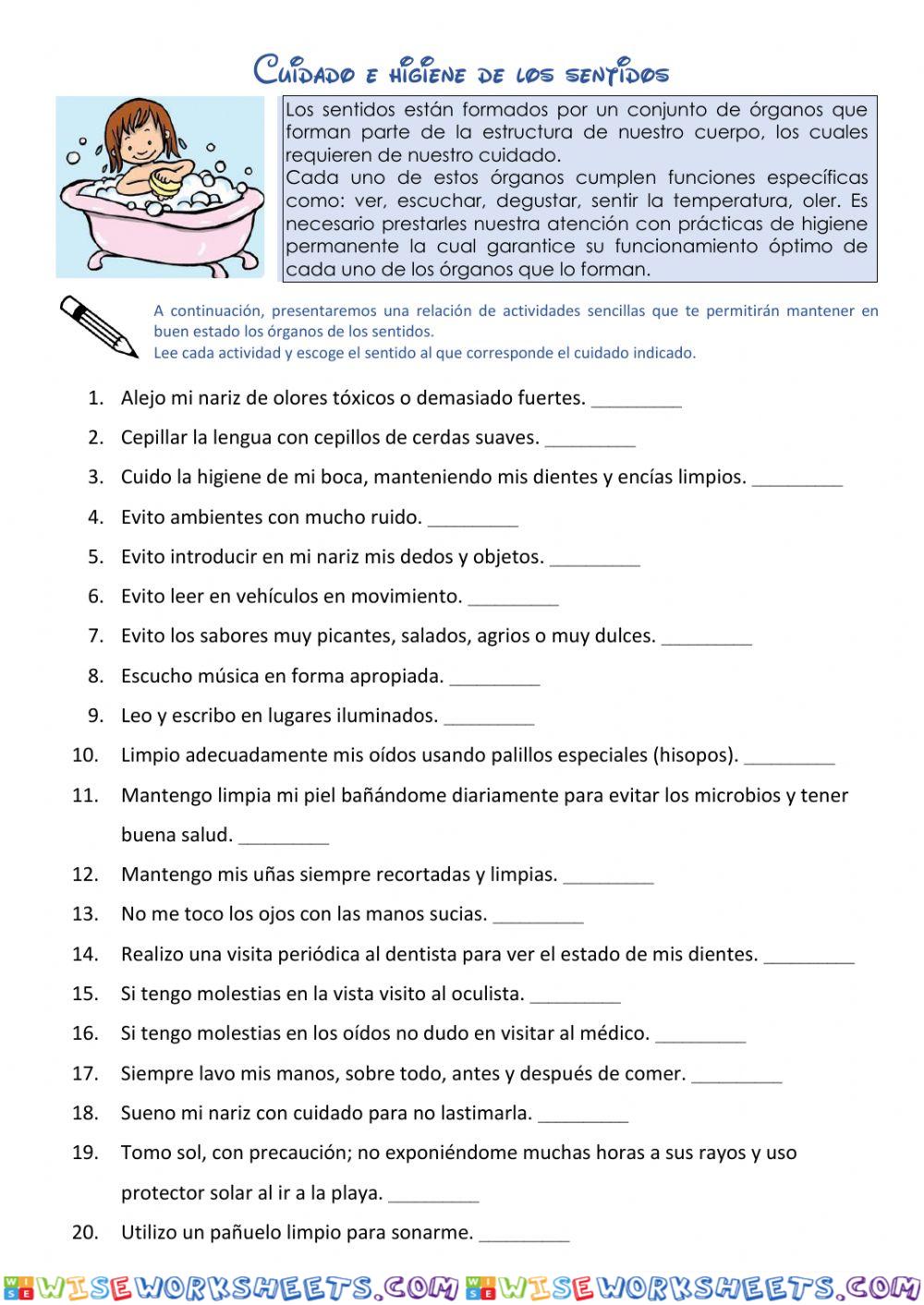 Cuidado e higiene de los sentidos