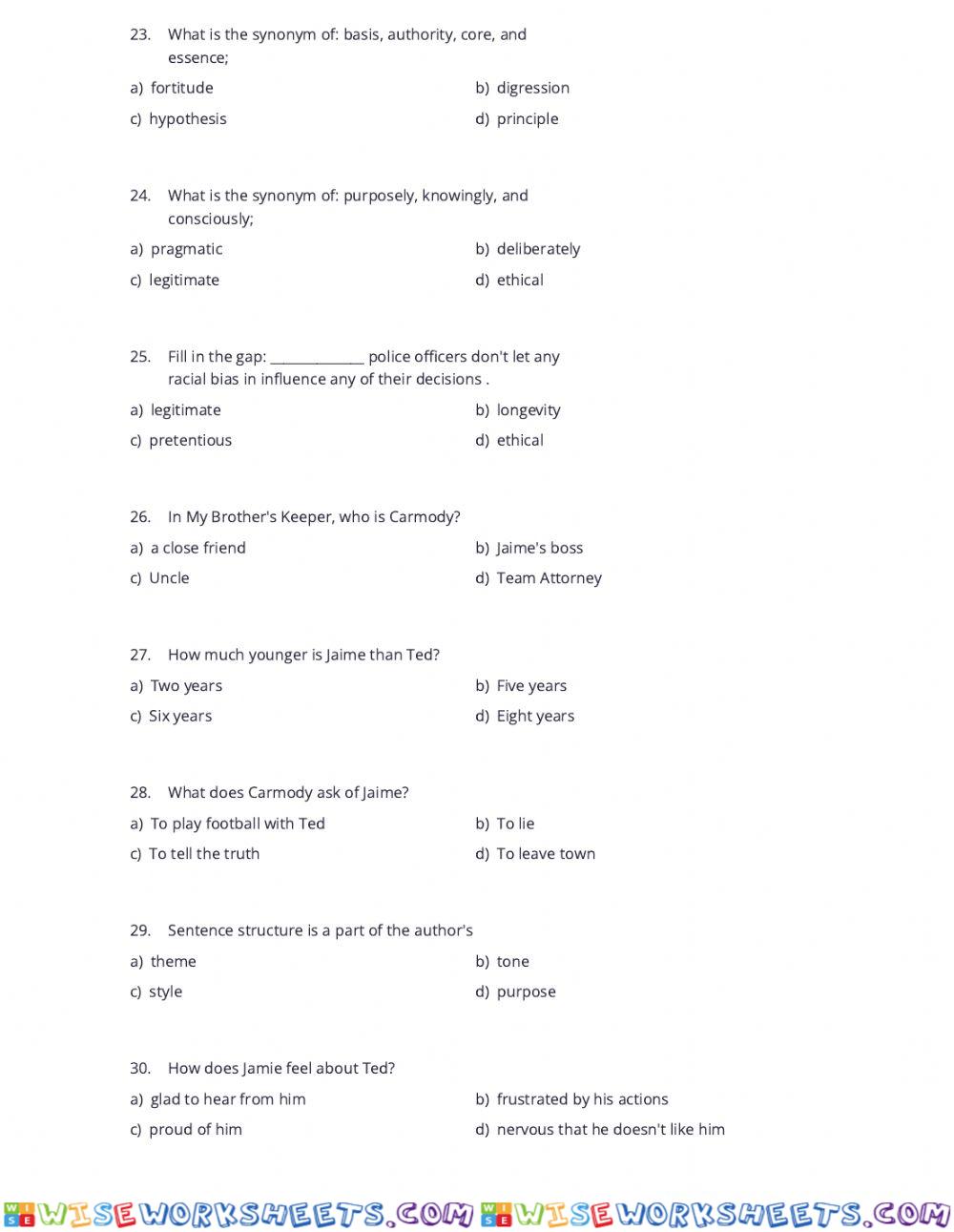 worksheet