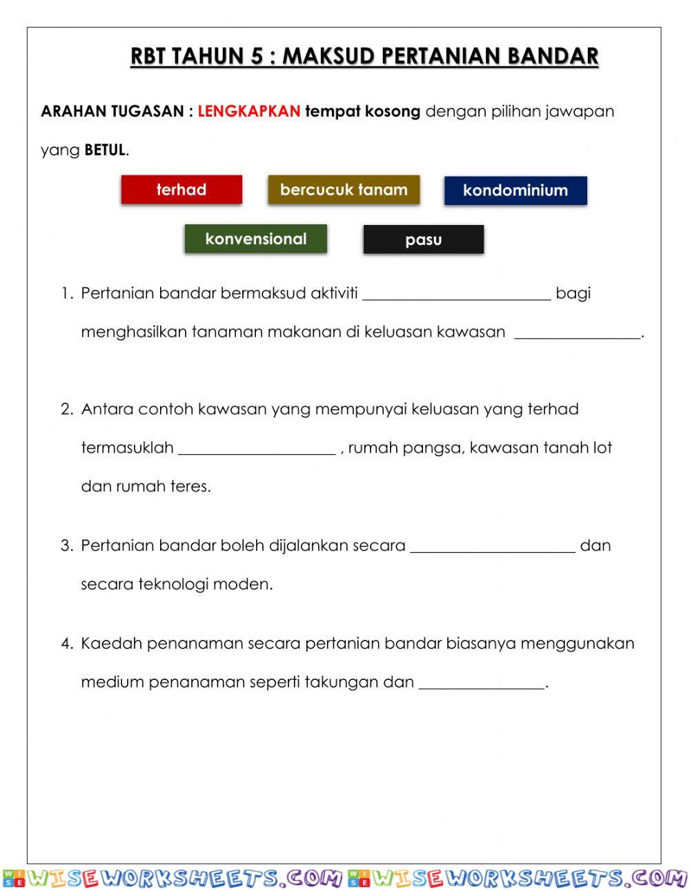 Rbt tahun 5 - maksud pertanian bandar