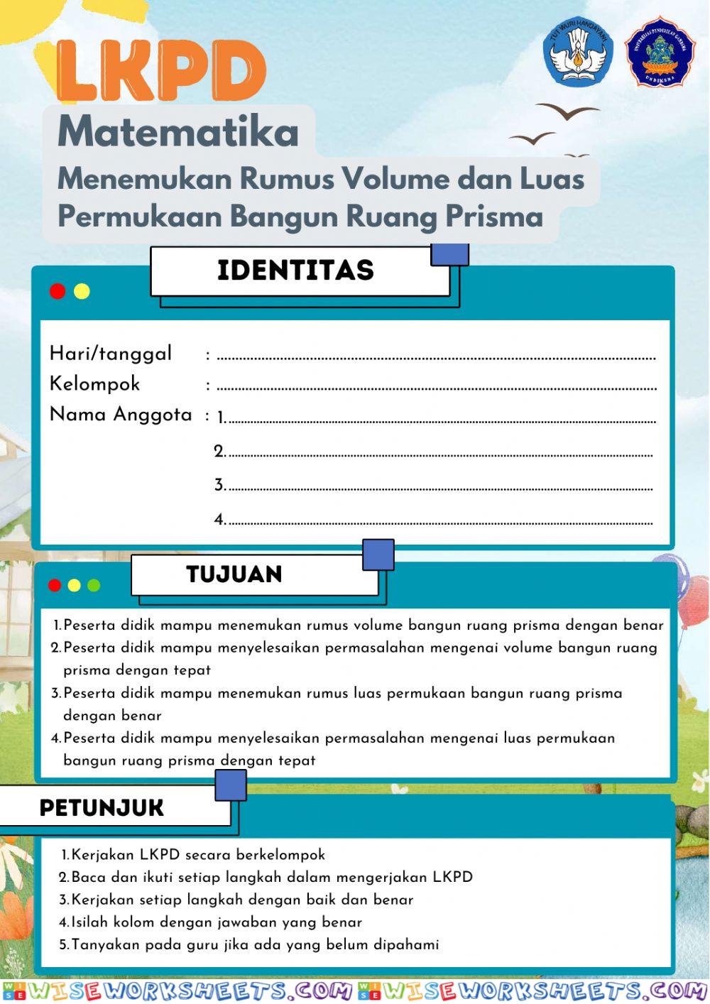 LKPD Pencarian Rumus Volume dan Luas Permukaan Prisma