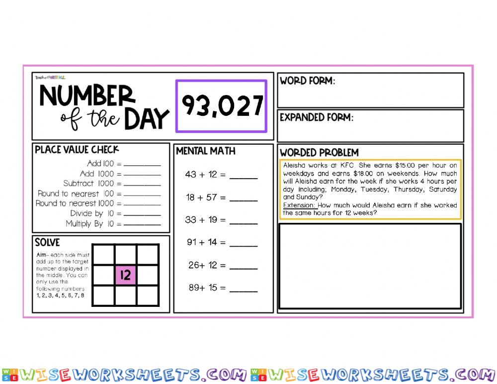 worksheet