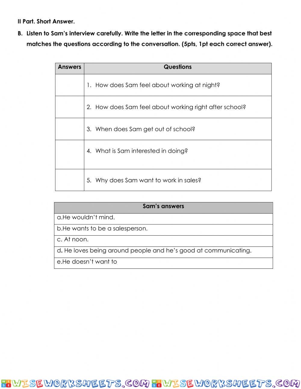 worksheet