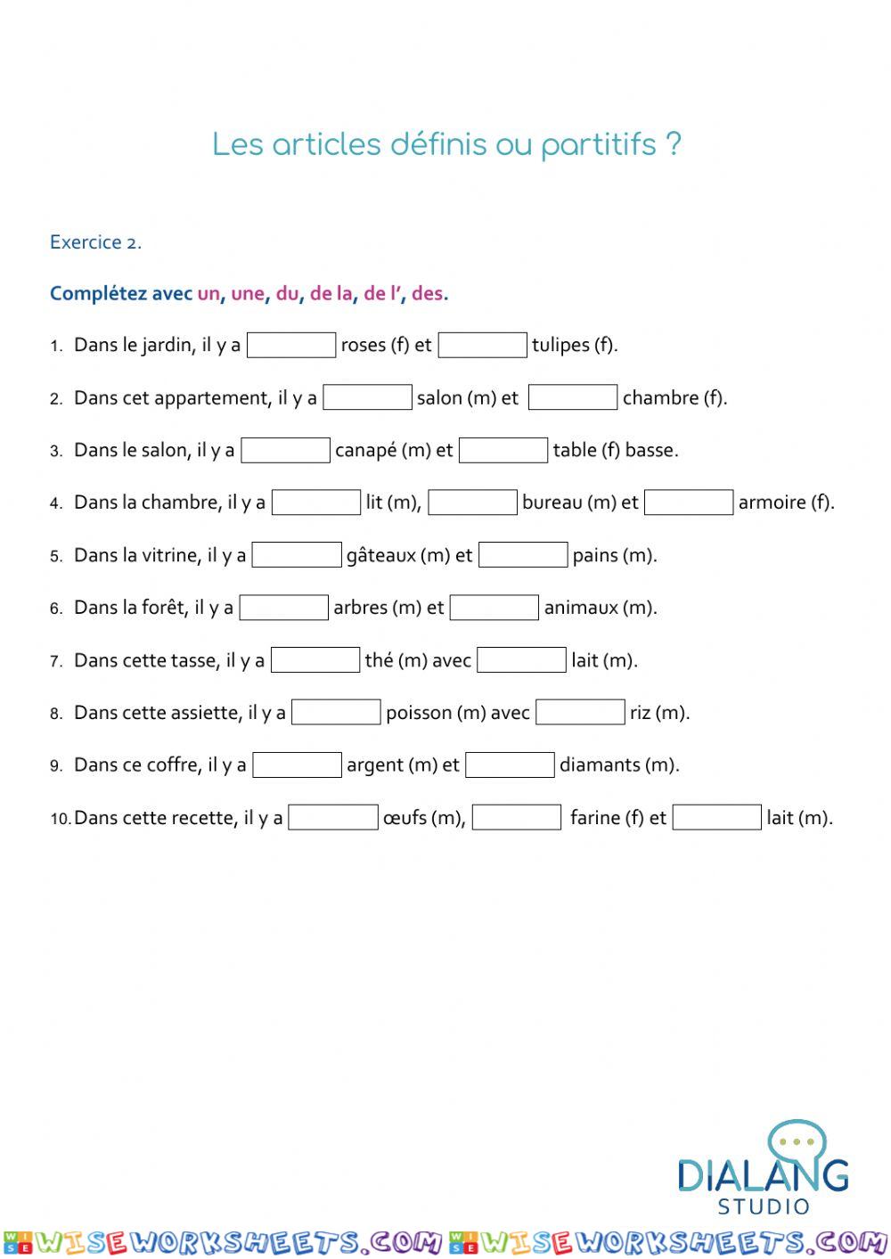 Articles partitifs ou définis 2