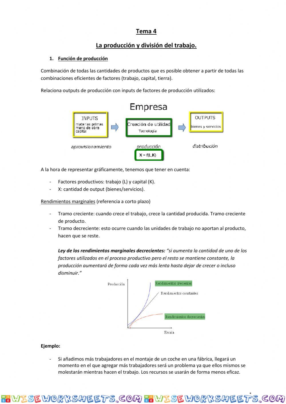 La producción y división del trabajo