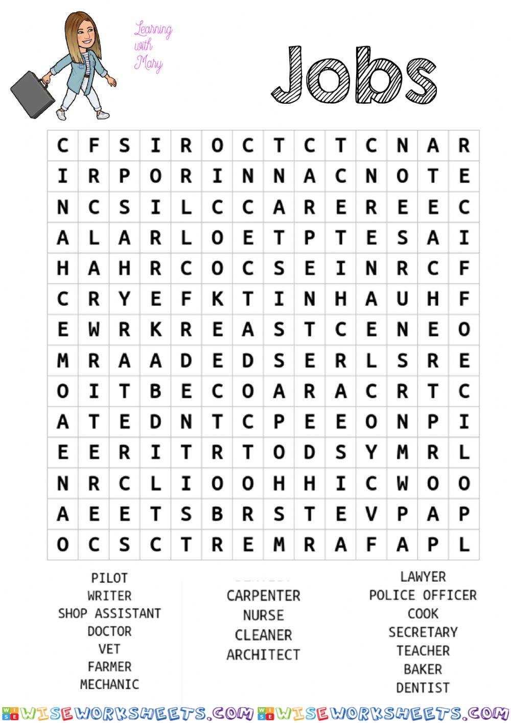 Jobs wordsearch