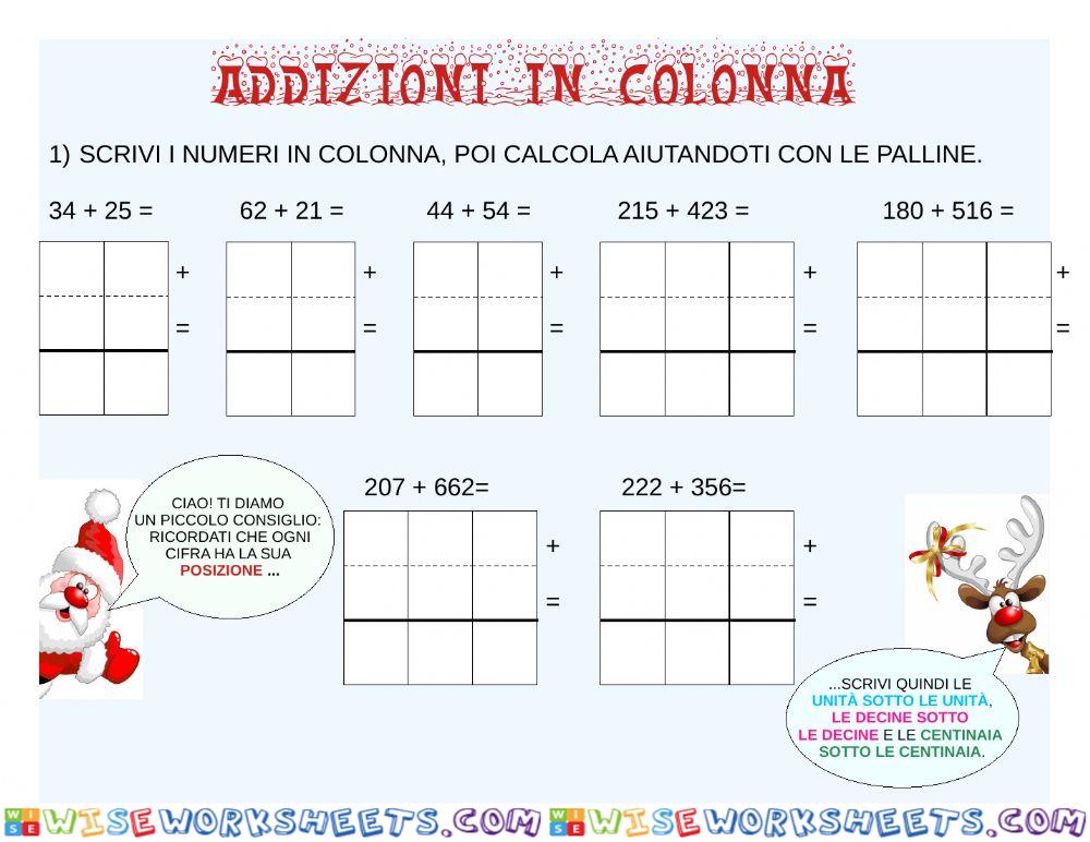 Addizioni in colonna