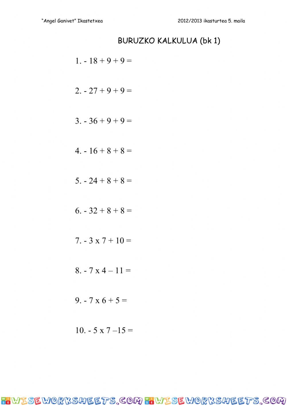 worksheet