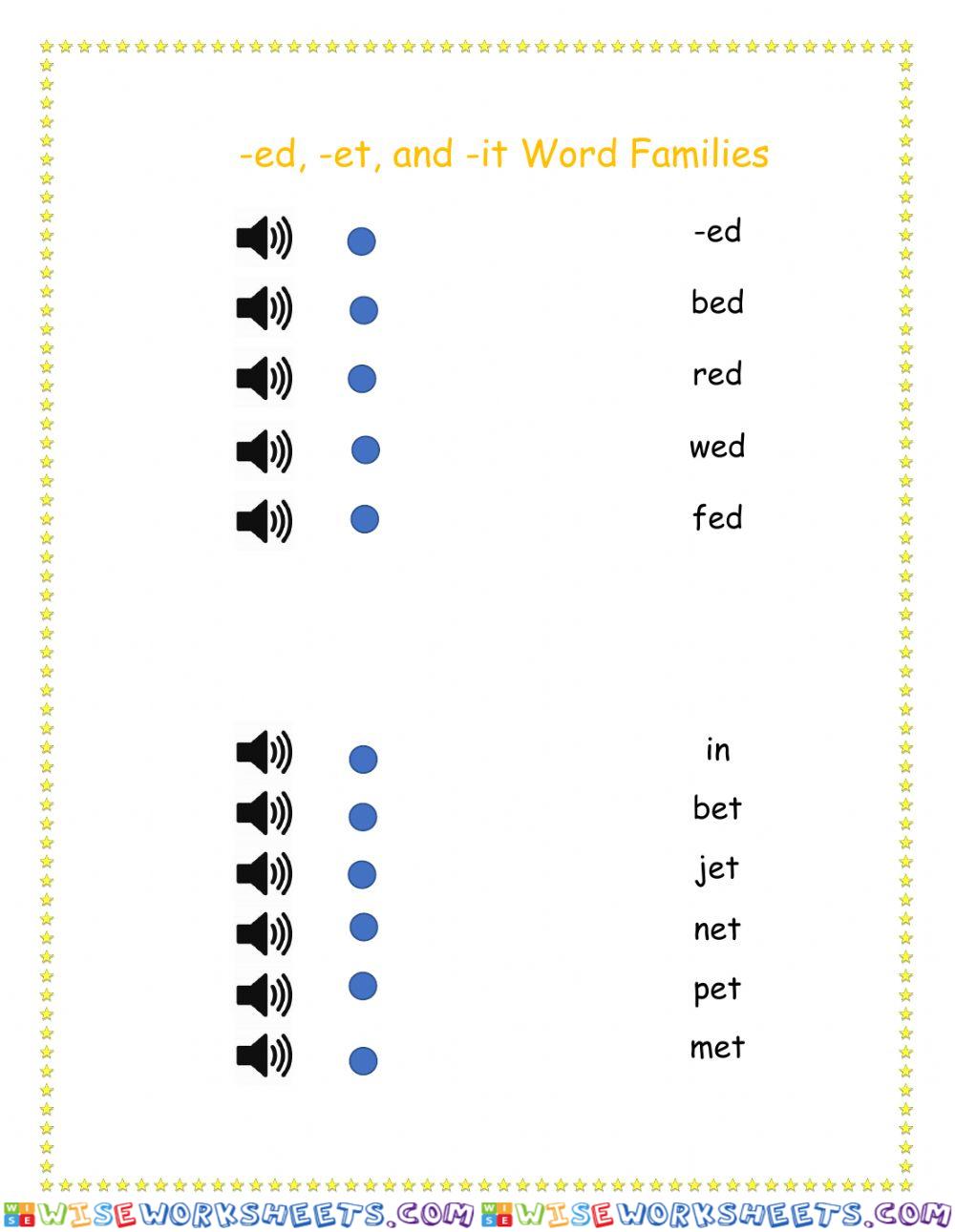 ed, et, it Phonics Sheet