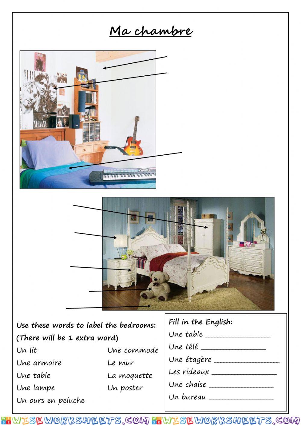 Room labelling in French