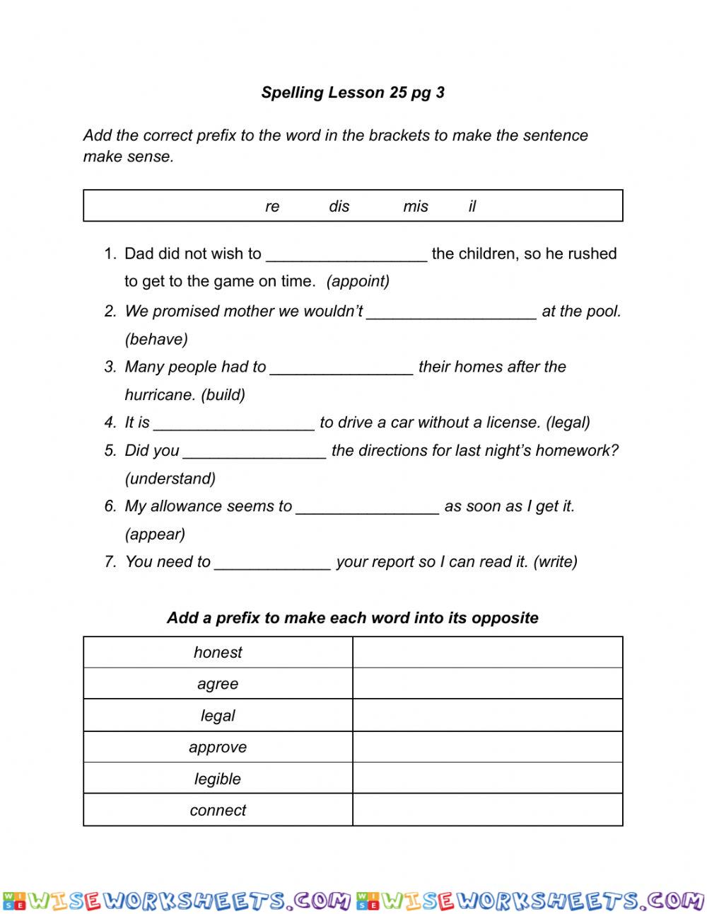 Spelling Lesson 25 pg 3