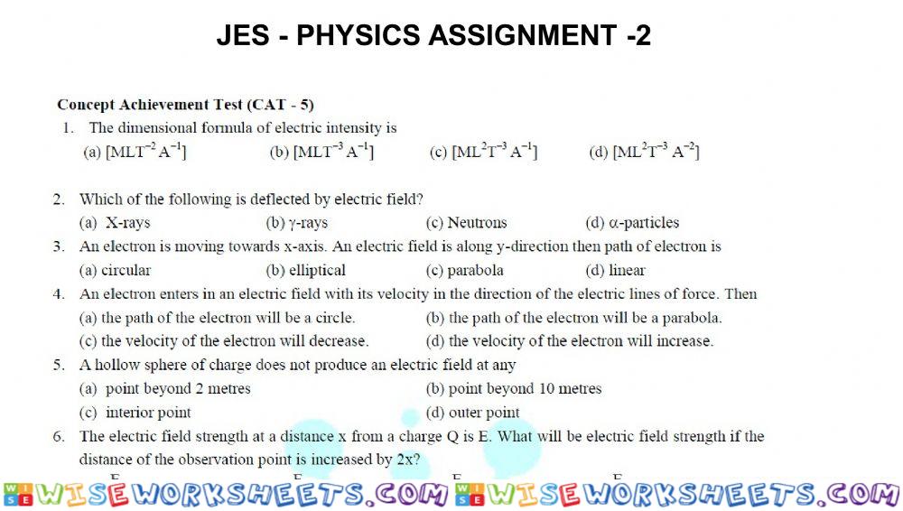 Assignment -2 electric charge and field