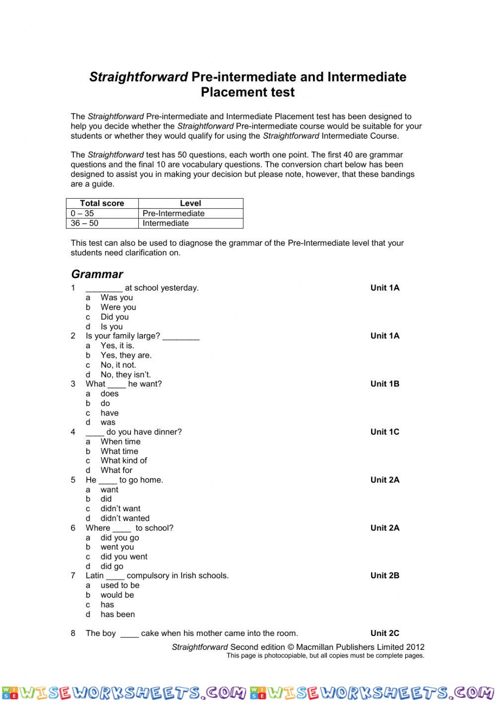 Placement test