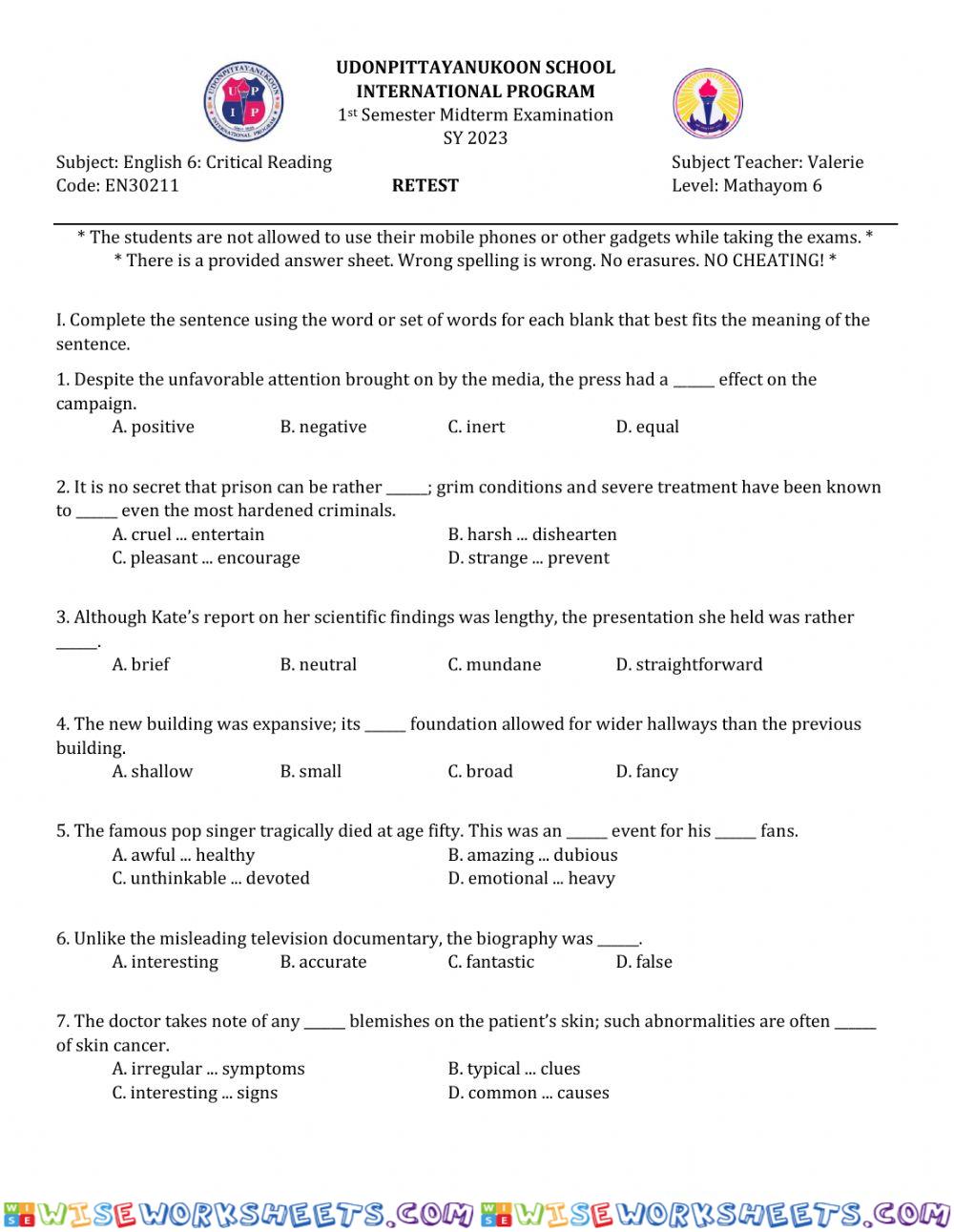 worksheet