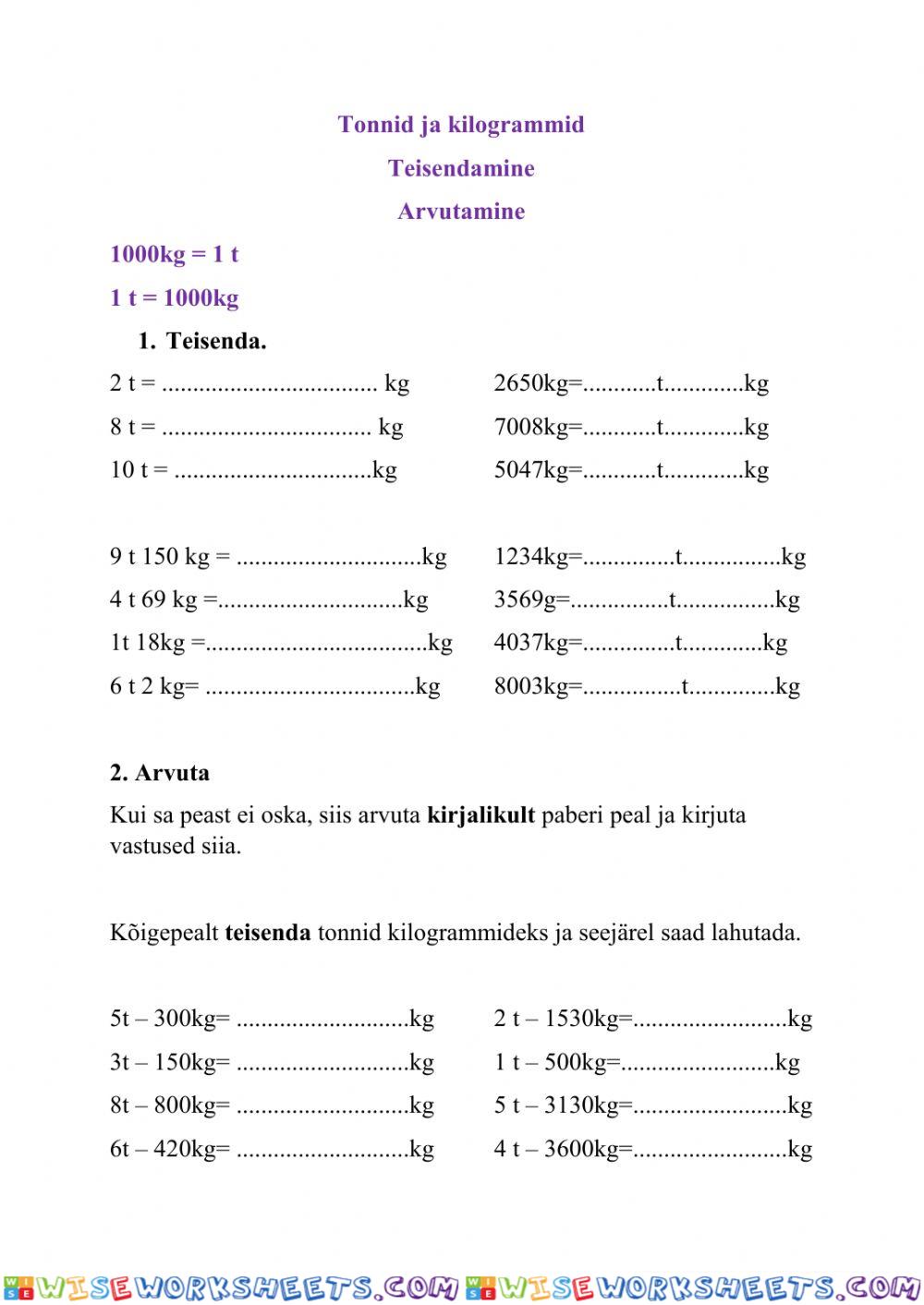 Tonnid ja kilogrammid