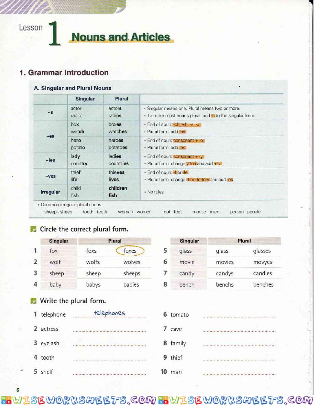 Nouns and articles